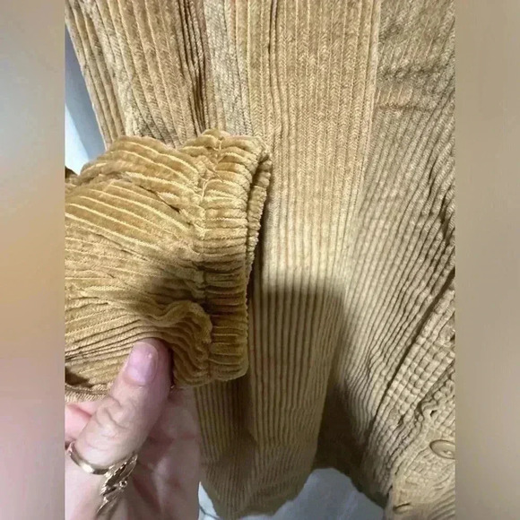 American Eagle Light Brown Tan Corduroy Button Up Shirt Dress Women’s Size XS AE - Picture 5 of 6